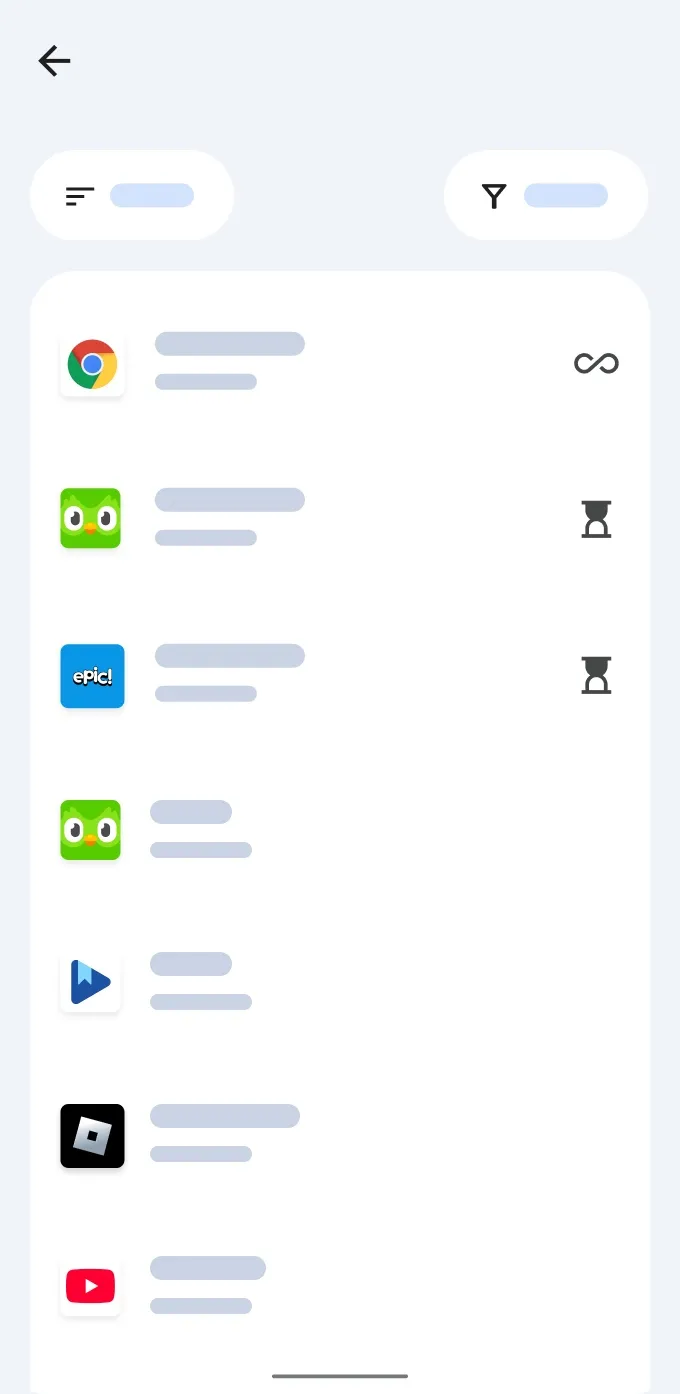 Family Link kontrol görünümü